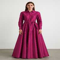 پیراهن صورتی زنانه Budge Full Flat Tafta Maxi Design Mert Erkan
