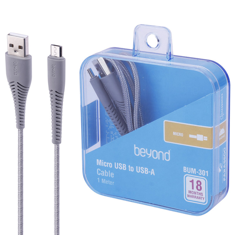 کابل میکرو یو اس بی فست شارژ Beyond BUM-301 2.1A 1m