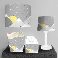 چراغ رومیزی و لوستر ست اتاق کودک طرح ساده کوهستان برفی BA-9262