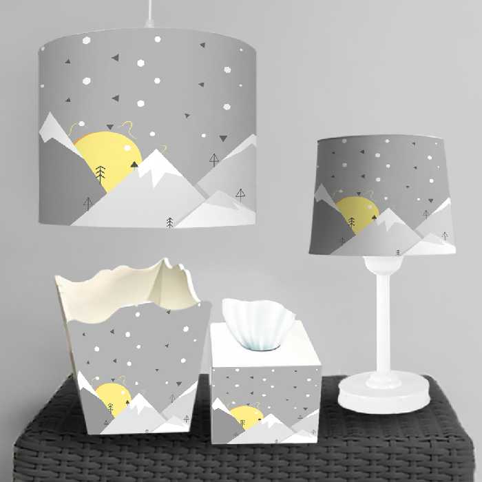 چراغ رومیزی و لوستر ست اتاق کودک طرح ساده کوهستان برفی BA-9262