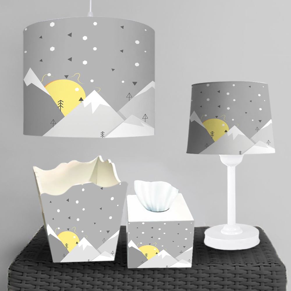 چراغ رومیزی و لوستر ست اتاق کودک طرح ساده کوهستان برفی BA-9262
