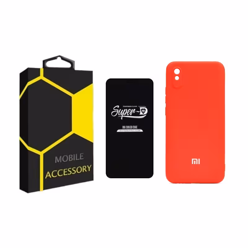 کاور مدل silicon مناسب برای گوشی موبایل شیائومی Redmi 9A به همراه محافظ صفحه نمایش