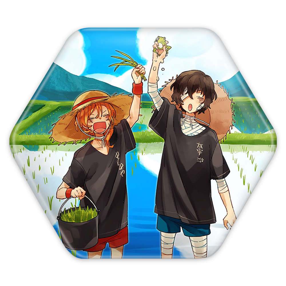 پیکسل خندالو طرح چویا و دازای انیمه سگ های ولگرد بانگو مدل شش ضلعی کد 11781