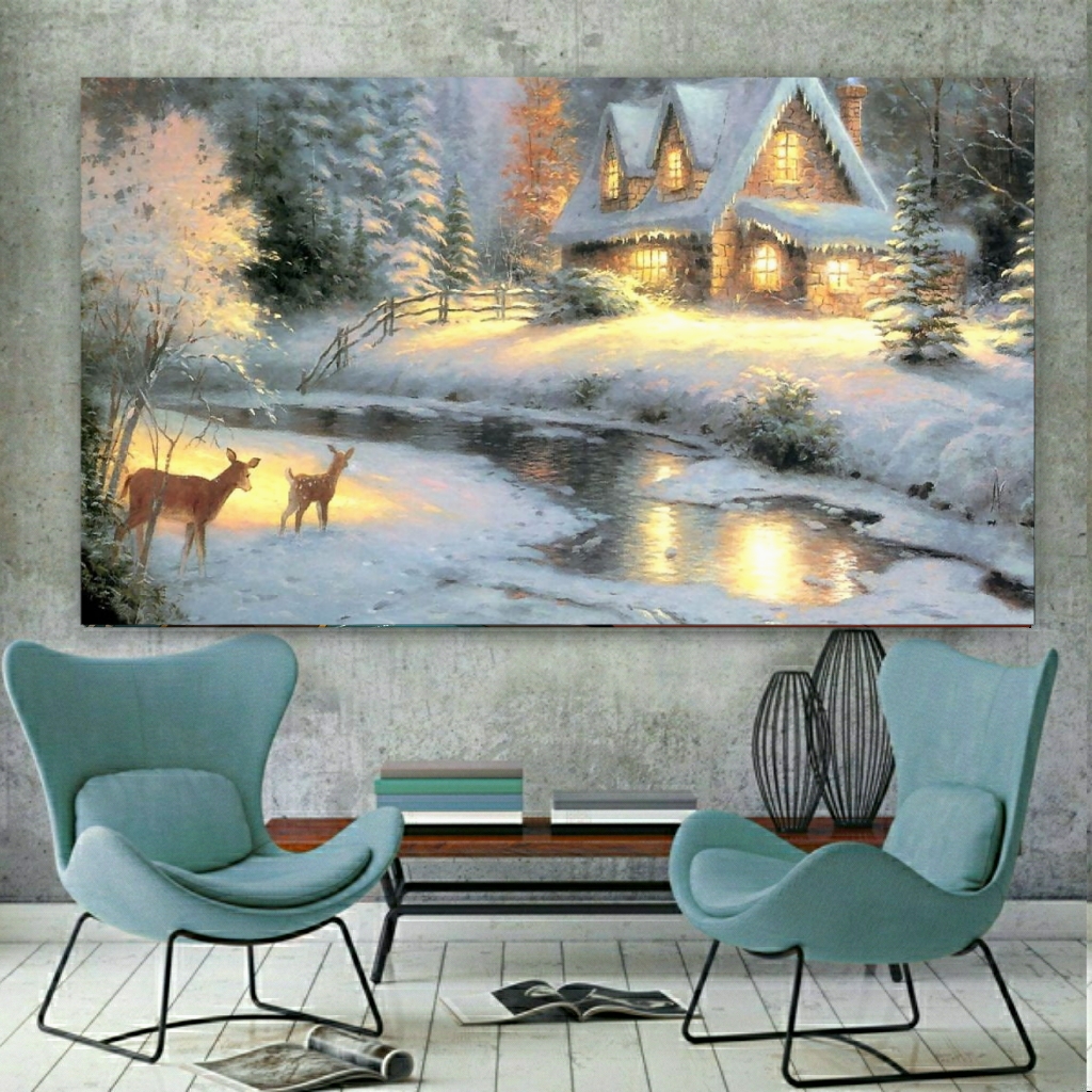  تابلو بوم طرح طبیعت برفی مدل PT662