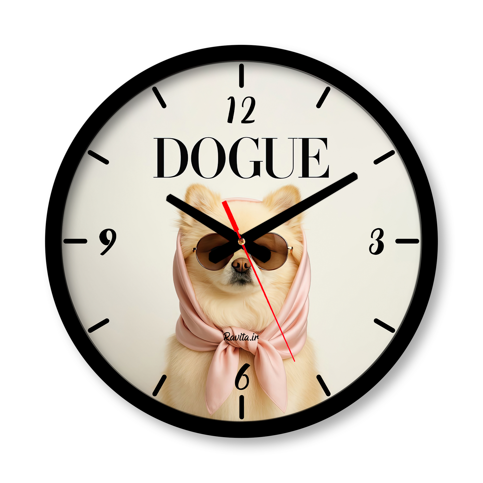 ساعت دیواری بزرگ راویتا طرح خانم سگ - Mrs Dog کد 3706