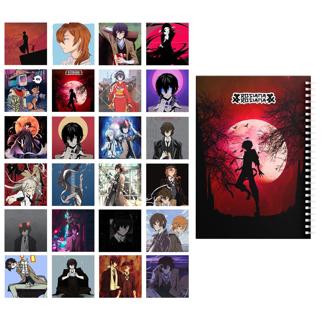 دفتر یادداشت باژیکان طرح انیمه سگ های ولگرد بانگو کد 20111596 به همراه فتوکارت مجموعه 24 عددی