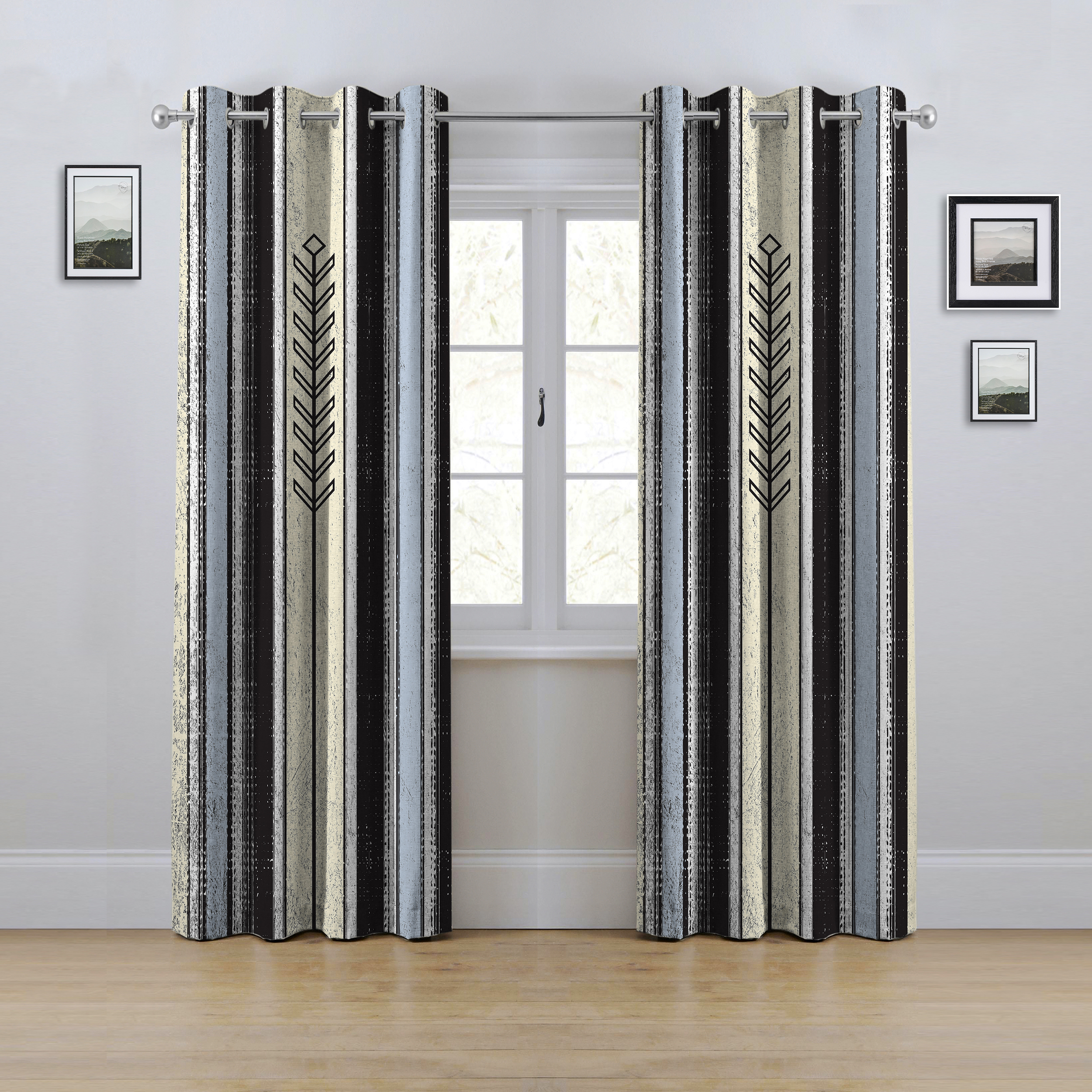 پرده مدل پانچی طرح شاخه گندم سایز 280x145 سانتی متر