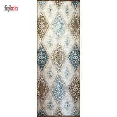 فرش ماشینی زمرد مشهد طرح 1727 زمینه کرم آبی