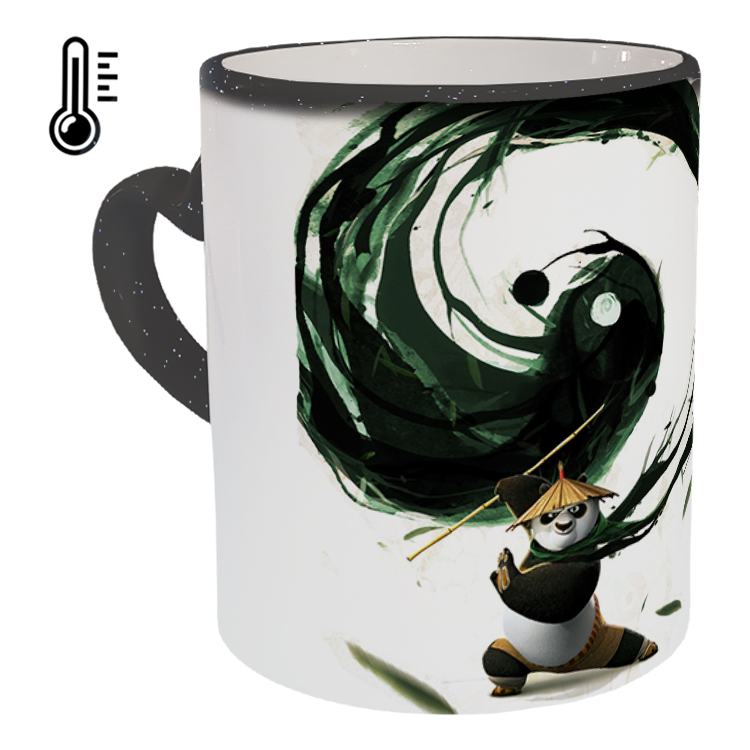 ماگ حرارتی مدل دسته قلبی اکلیلی طرح پاندا کنگ فو کار کد 52