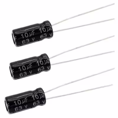خازن الکترولیت 10 میکروفاراد مدل 63V-RUS بسته 3 عددی