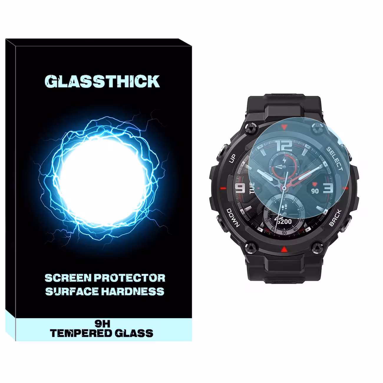 محافظ صفحه نمایش شیشه ای گلستیک مدل SH-GL مناسب برای ساعت هوشمند آمازفیت T-Rex Pro
