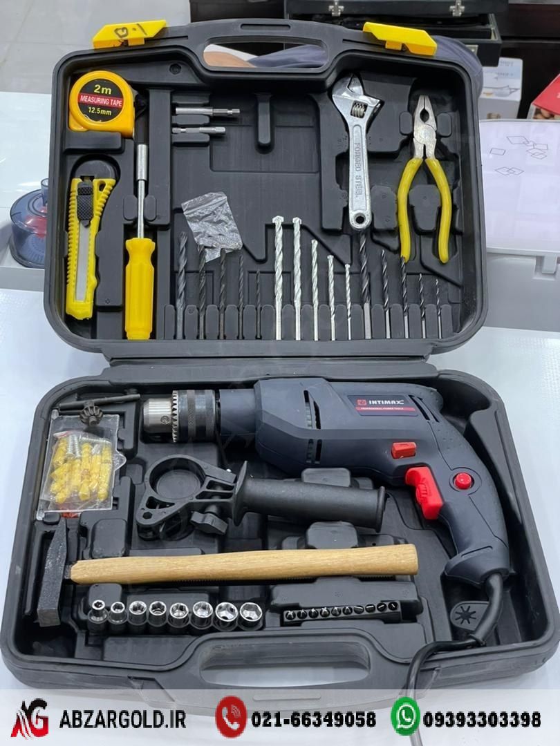 کیت دریل 13 میلیمتر چکشی اینتیمکس با لوازم مدل 0901