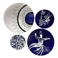 بشقاب دیوارکوب سفالی طرح و ان یکاد کد 17 مجموعه 4 عددی