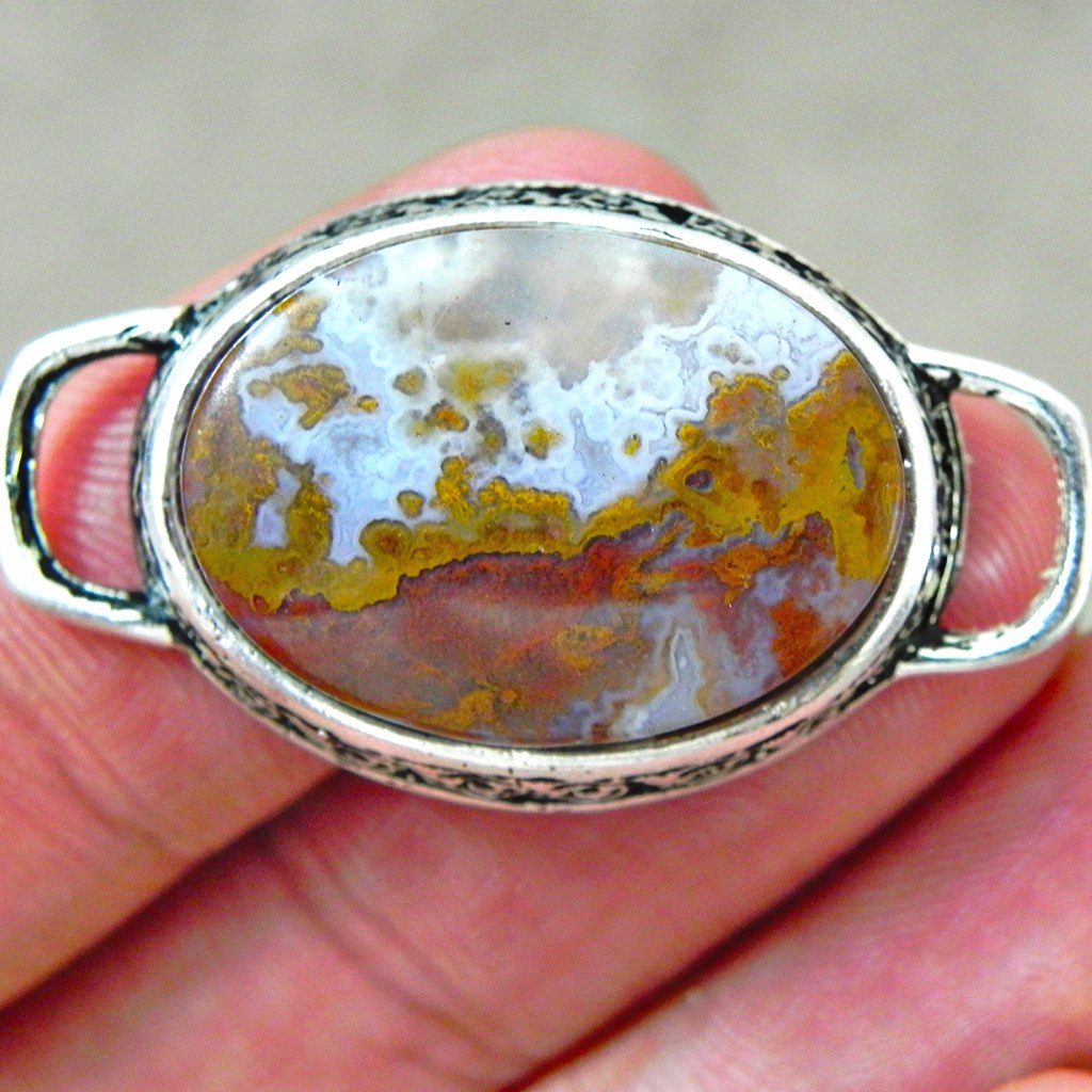 حراج میانکار نگین عقیق منظره شجر دریایی پاییزی تراش بیضی دامله مناسب دستبند22