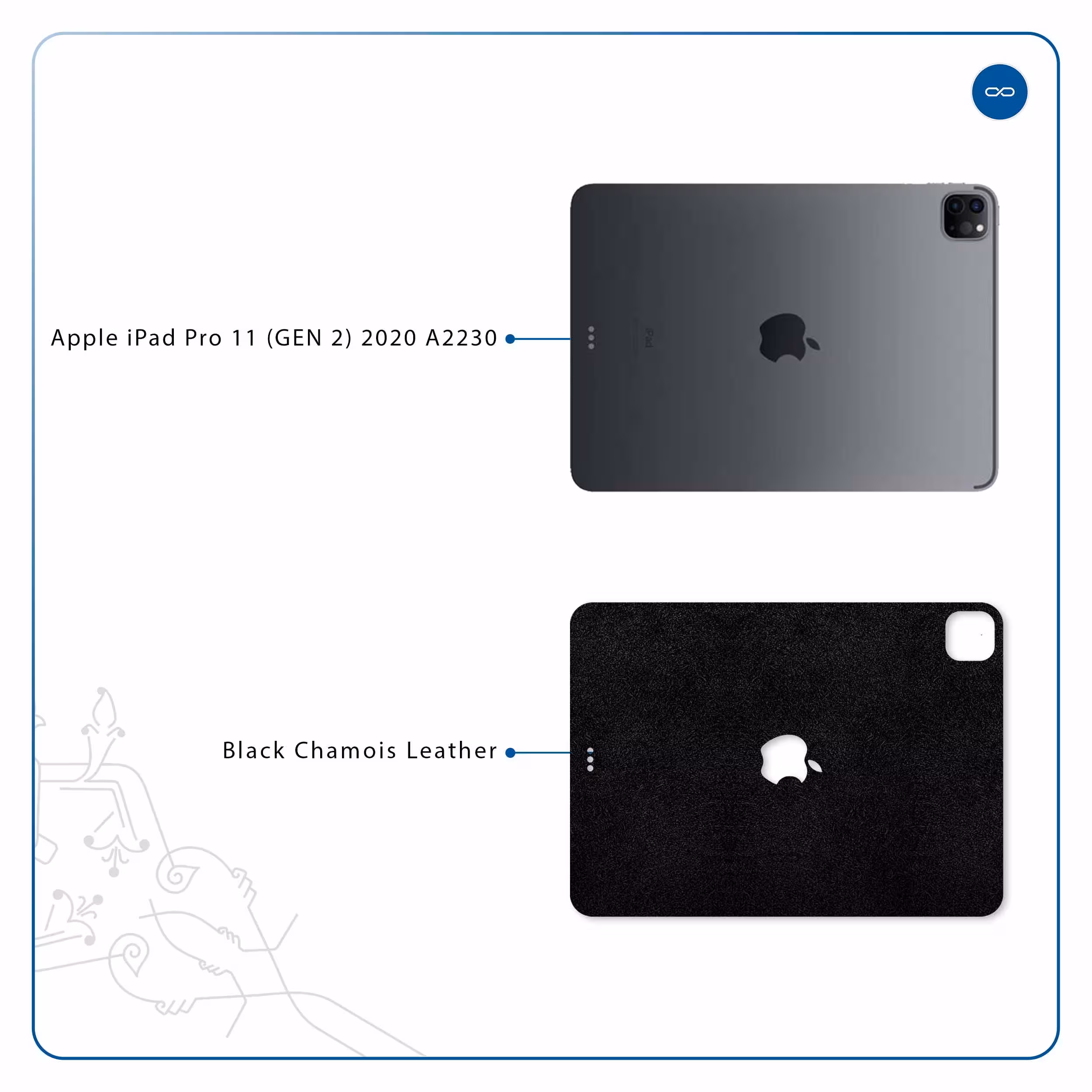 برچسب پوششی ماهوت مدل Black-Chamois-Leather مناسب برای تبلت اپل iPad Pro 11 (GEN 2) 2020 A2230