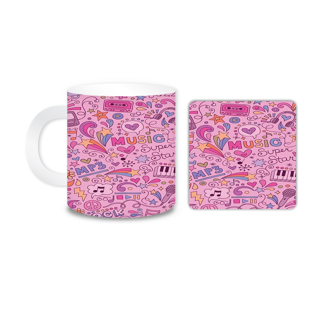 ماگ مدل موسیقی کد 2029 به همراه زیر لیوانی