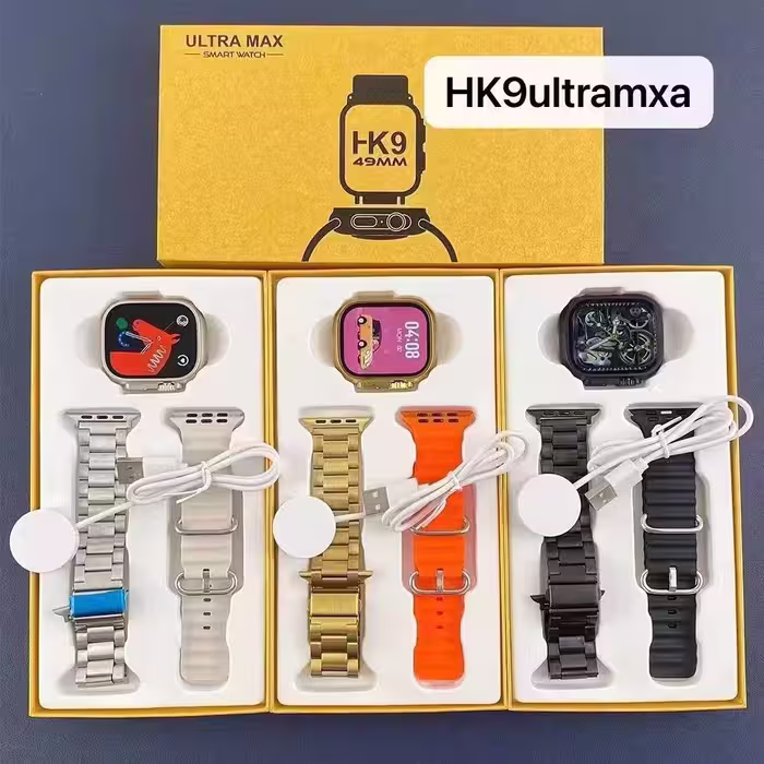 ساعت هوشمند مدل HK ultra max تمام صفحه نمایش 49mm سری 8 دارای 3 دستبند 