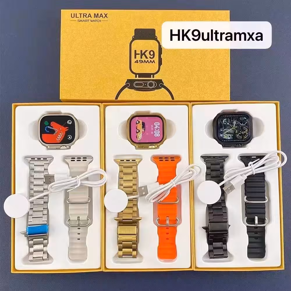 ساعت هوشمند مدل HK ultra max تمام صفحه نمایش 49mm سری 8 دارای 3 دستبند 
