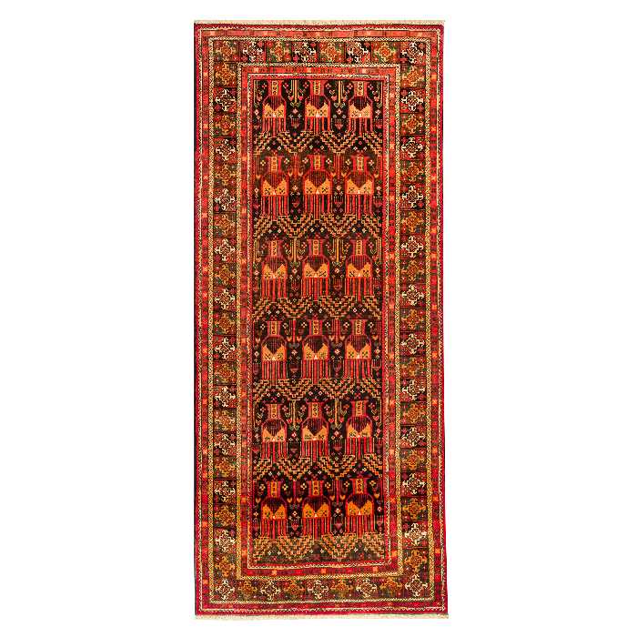 فرش دستبافت سه و نیم متری مدل نقشه بلوچ  کد 23.1272