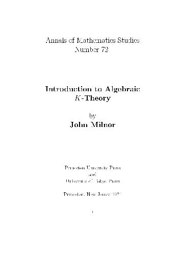 خرید و دانلود نسخه کامل کتاب Introduction to Algebraic K-Theory