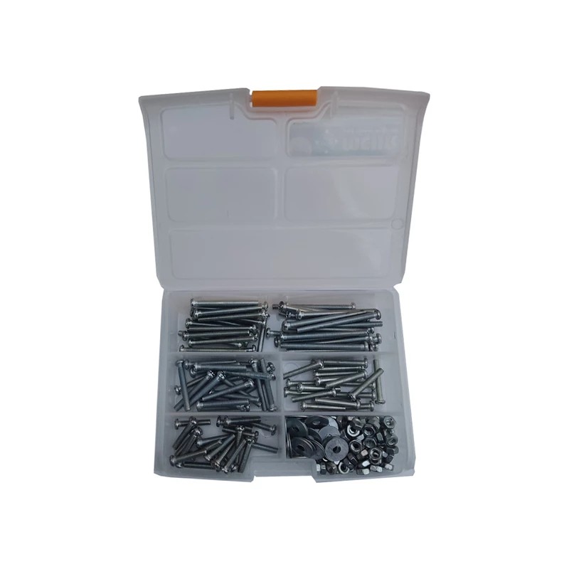 مجموعه 250 عددی پیچ استوانه و مهره M4 مدل AST-M4-250 به همرا جعبه ارگانایزر