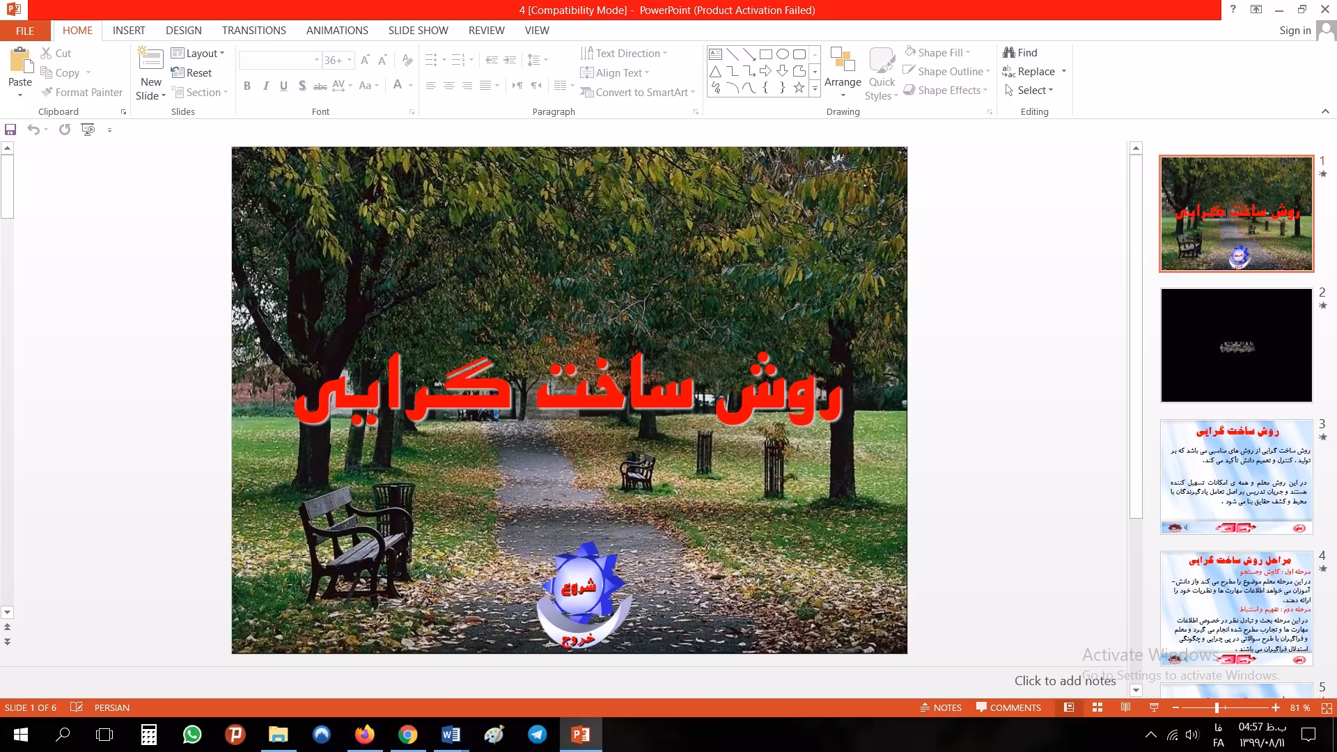پاورپوینت روش تدریس ساخت گرايي