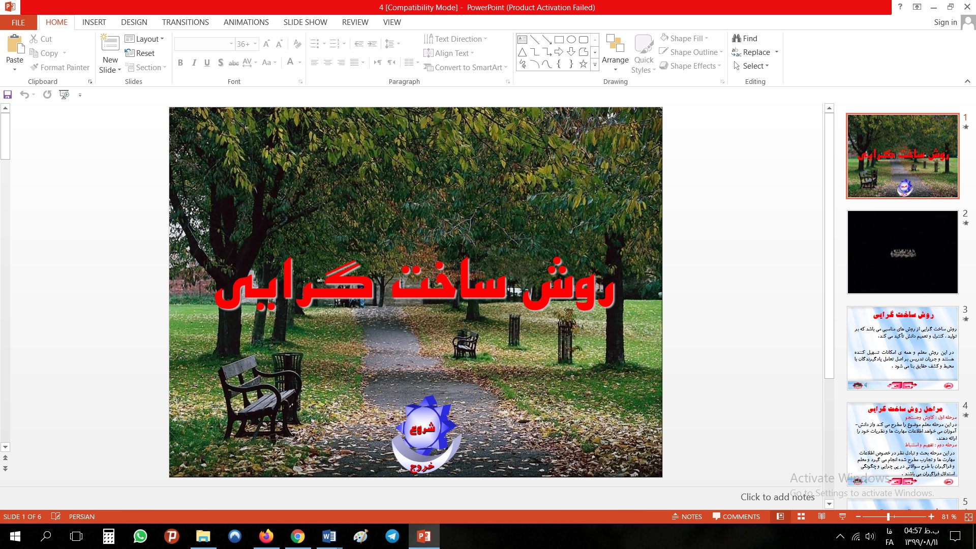 پاورپوینت روش تدریس ساخت گرايي