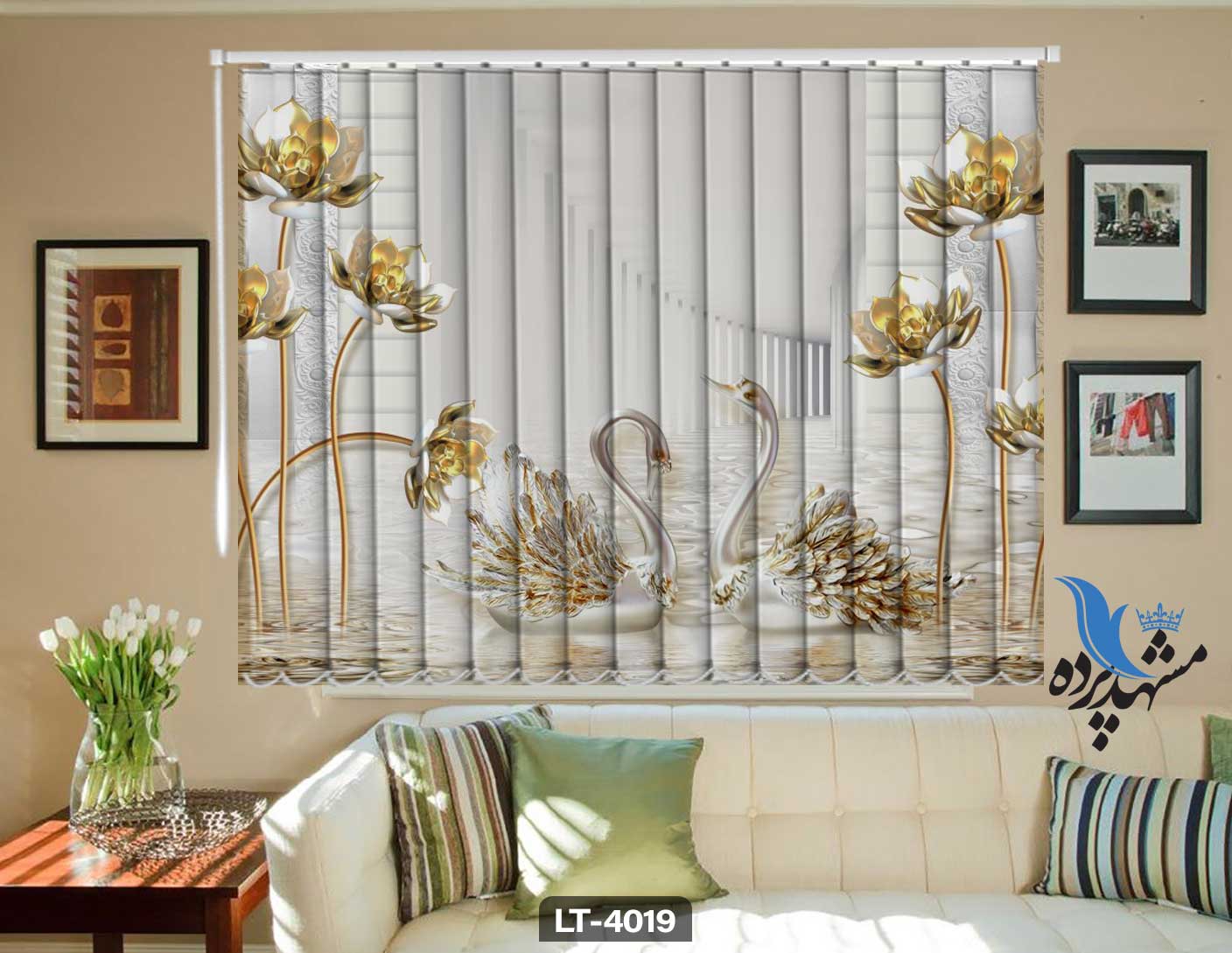 پرده لوردراپه تصویری گل LT4019