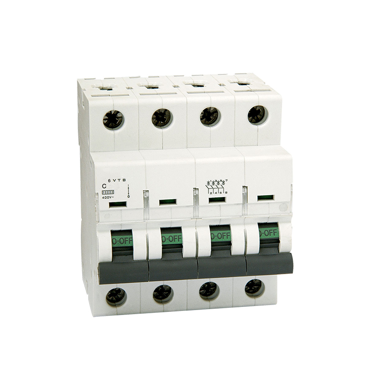 کلید مینیاتوری سه پل + نول 6 آمپر پارس فانال مدل C6-6K-PFN-3P+N
