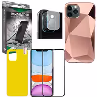 کاور ماموت طرح الماس مدل BNDL-ALMS مناسب برای گوشی موبایل اپل Iphone 11 Pro به همراه محافظ صفحه نمایش و بر چسب محافظ پشت گوشی و محافظ لنز دوربین