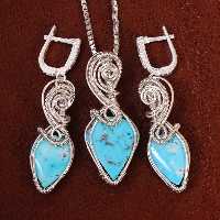 نیم ست فیروزه زنانه کد 21264 - جواهری مشاهیر