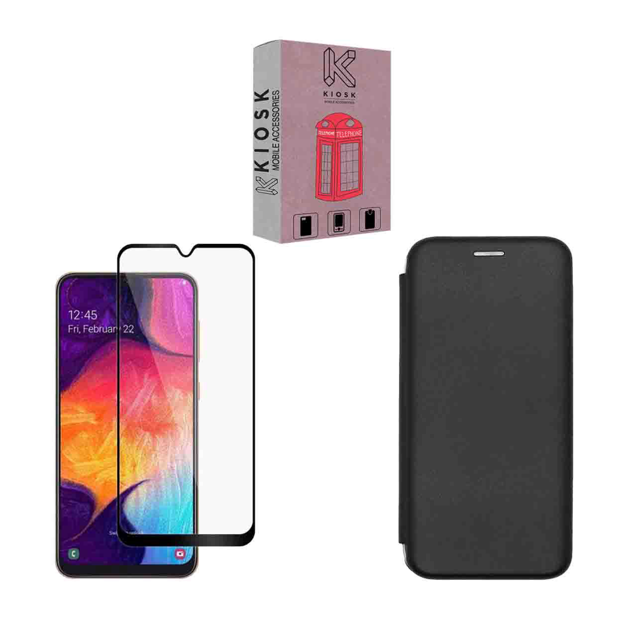 کیف کلاسوری کیوسک مدل KMGNT-KGF-1 مناسب برای گوشی موبایل سامسونگ Galaxy A20S به همراه محافظ صفحه نمایش