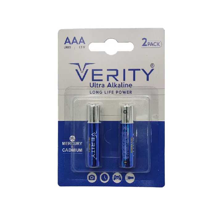 باتری نیم قلمی Verity AAA ultra Alkaline بسته 2 عددی