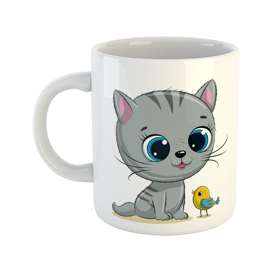 ماگ طرح گربه‌ی ملوس و قناری