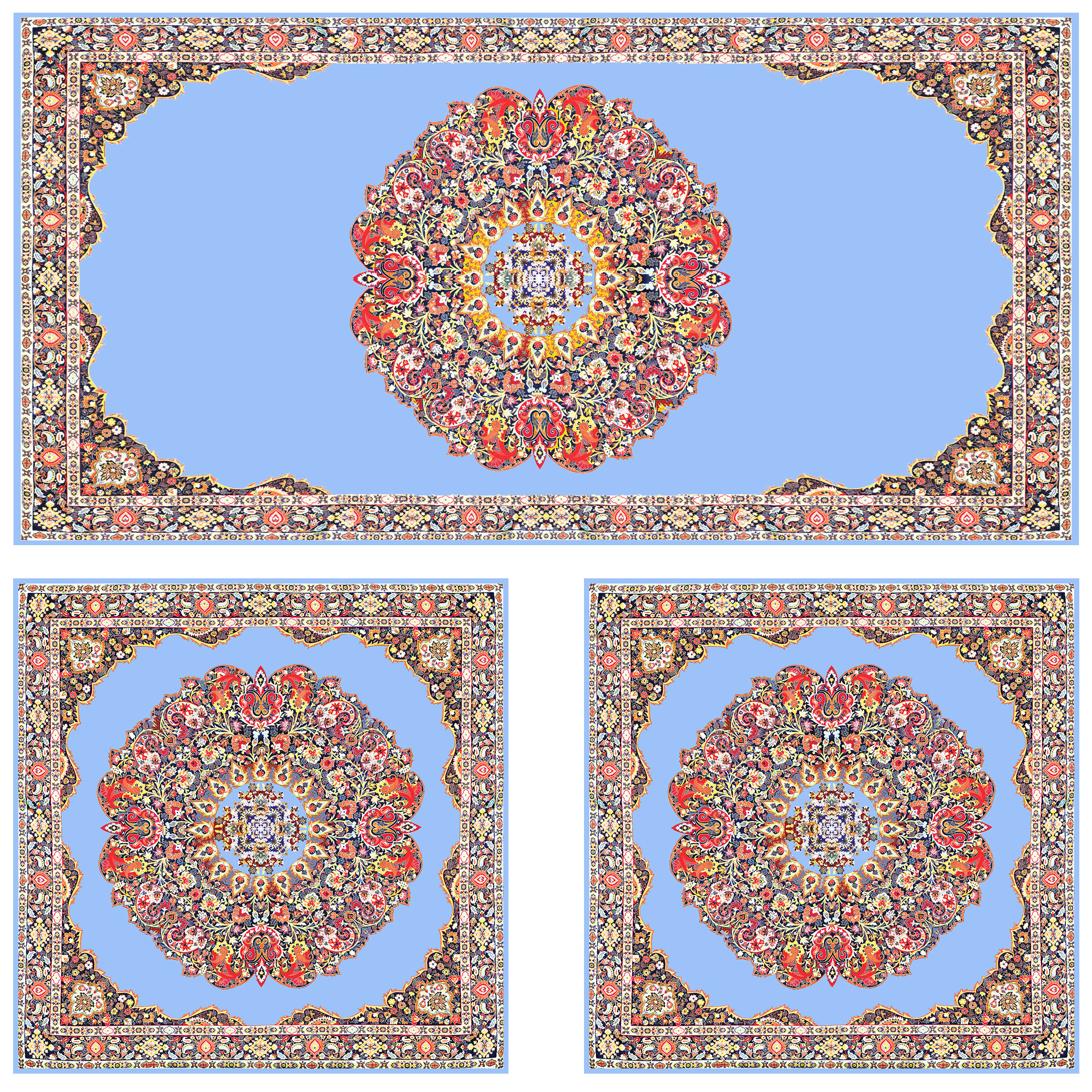 ست رومیزی سه تکه طرح ترمه کد 9920.10