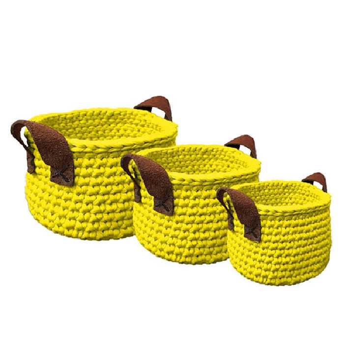 سبد قلاب بافی تریکو دسته دار  کد 17 مجموعه 3 عددی