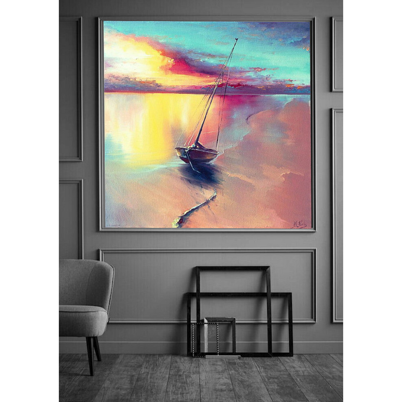 تابلو شاسی طرح نقاشی قایق مدل n1064 | دنیای قاب