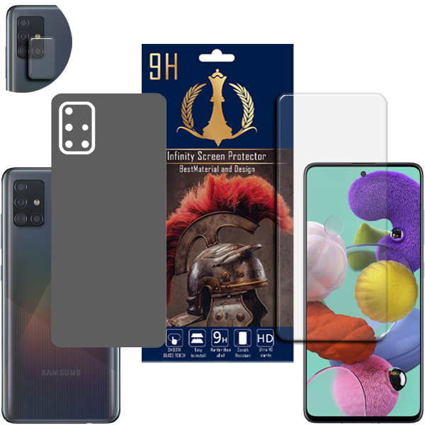 برچسب پوششی اینفینیتی مدل PRO MAX مناسب برای گوشی موبایل سامسونگ GALAXY A51 به همراه محافظ صفحه نمایش و محافظ لنز دوربین