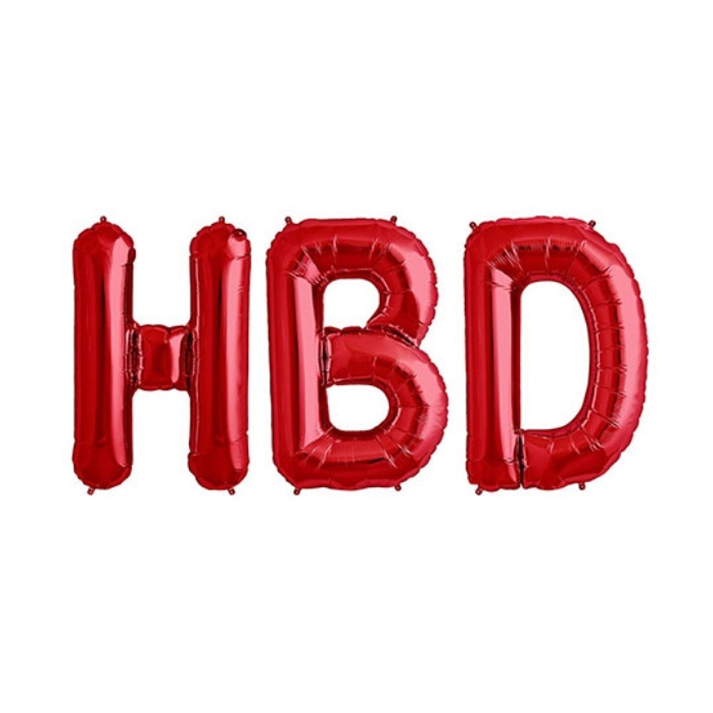 بادکنک فویلی 16 اینچ HBD( قرمز طلایی رزگلد)