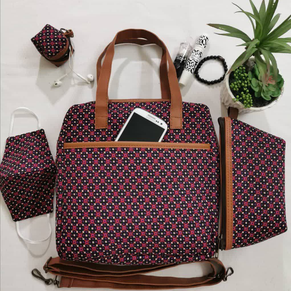 ست گلگلی چهارتیکه کیف تک جیب کد 17