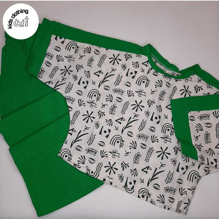 ست کراپ  شلوار سبز 