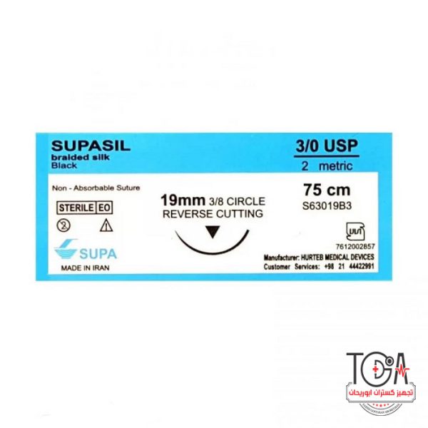 نخ بخیه سیلک 3/0 کات سوزن 19