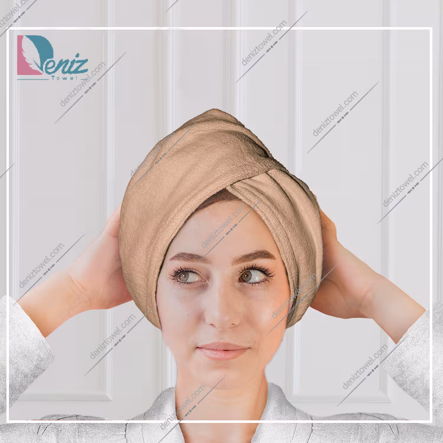 حوله سر طرح ساده مدل کلاه پیچ رنگ نسکافه ای