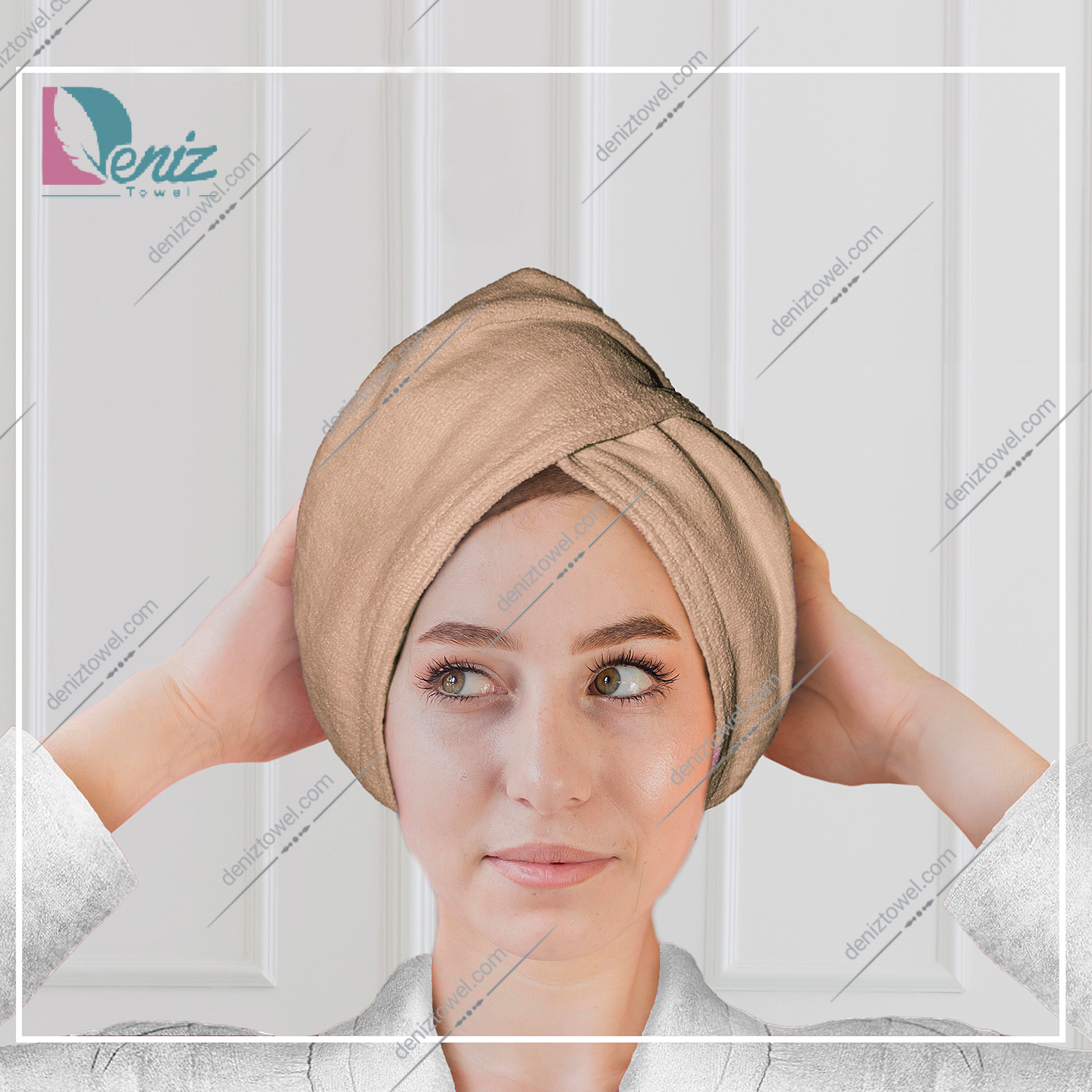 حوله سر طرح ساده مدل کلاه پیچ رنگ نسکافه ای