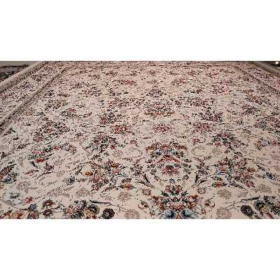 فرش ماشینی زمرد مشهد طرح افشان زمینه کرم