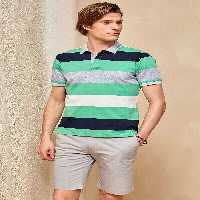 تی شرت یقه پولو سبز مردانه چوگان آبی به رنگ اسمایل SMILE