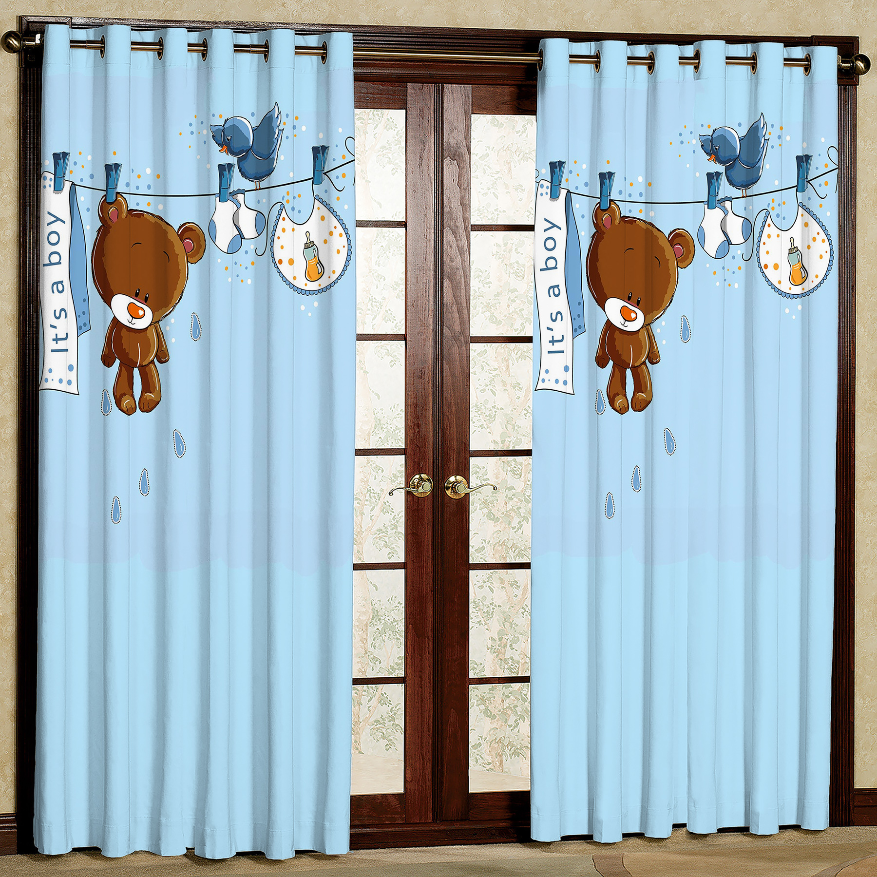 پرده مدل خرس هازان پانچی کد 1025 سایز 140x200 سانتی متر