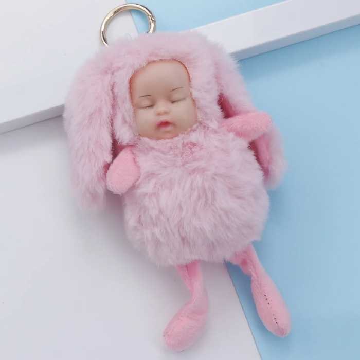 سرکلیدی خزی کودک بیبی صورتی 30115