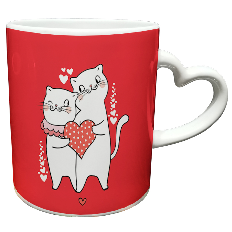 ماگ مدل دسته قلبی طرح عاشقانه کد 140