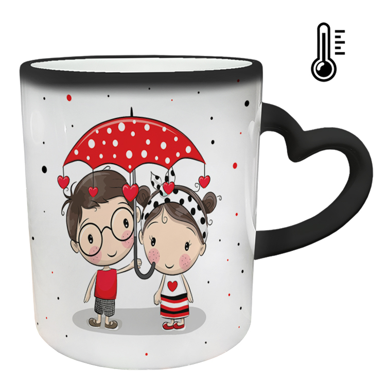 ماگ حرارتی مدل دسته قلبی طرح عاشقانه کد 65